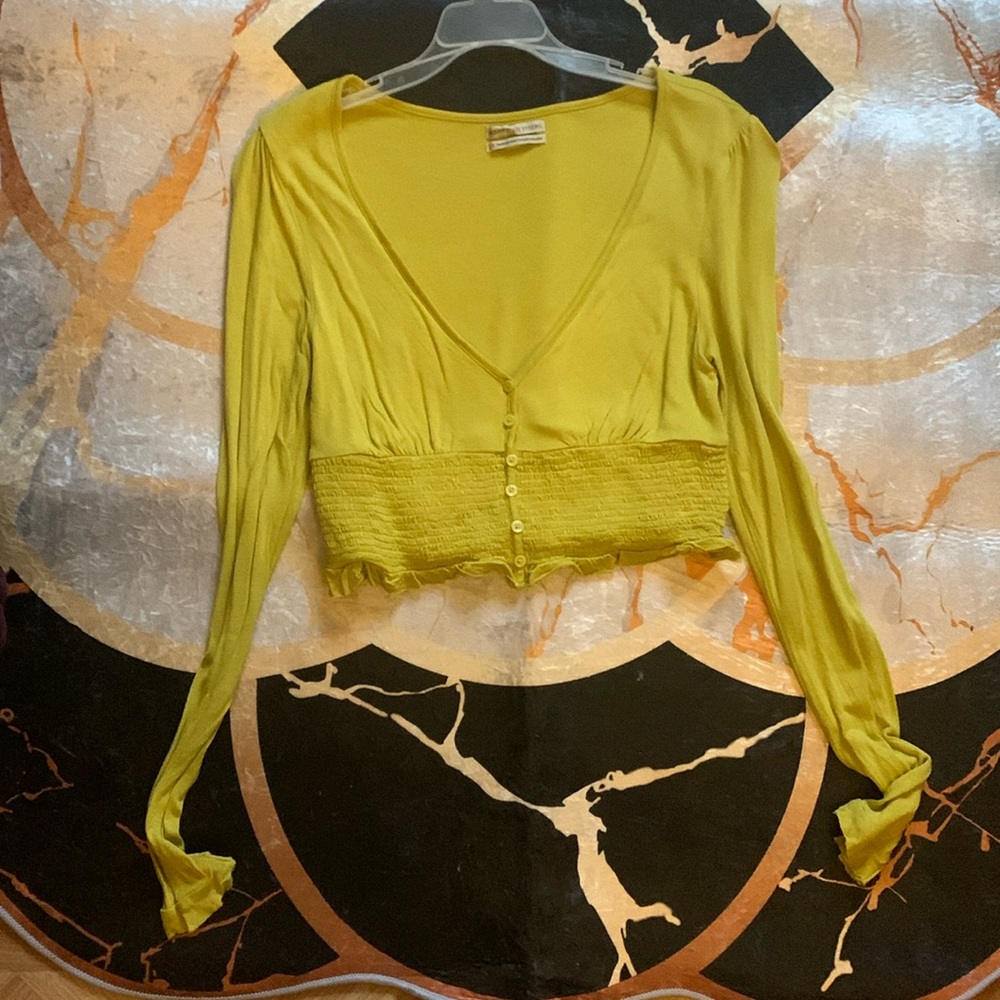 Urban outfitters long sleeve green half top